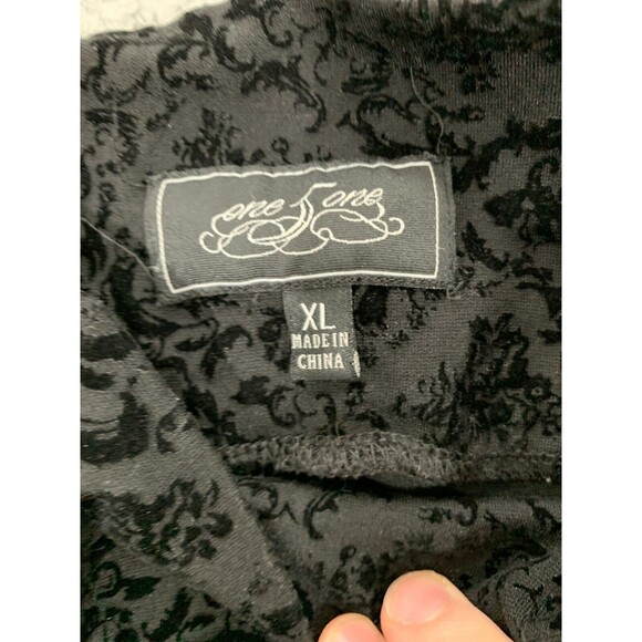 ONE5ONE XL Pull-on Elastic Waist Floral Black Legging Pants Velour CorpCore - Picture 3 of 9